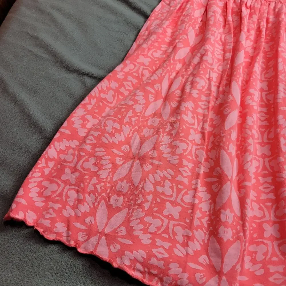 Fresh Produce Dress Girl Medium Pink Comfort Stretch Floral USA Made 100% Cotton